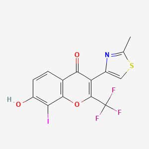 molecular formula C14H7F3INO3S B7553291 7-Hydroxy-8-iodo-3-(2-methyl-1,3-thiazol-4-yl)-2-(trifluoromethyl)chromen-4-one 
