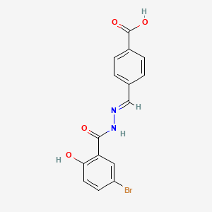 molecular formula C15H11BrN2O4 B7553328 4-[(E)-{2-[(5-bromo-2-hydroxyphenyl)carbonyl]hydrazinylidene}methyl]benzoic acid 