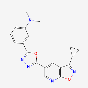 molecular formula C19H17N5O2 B7553347 3-[5-(3-cyclopropyl-[1,2]oxazolo[5,4-b]pyridin-5-yl)-1,3,4-oxadiazol-2-yl]-N,N-dimethylaniline 