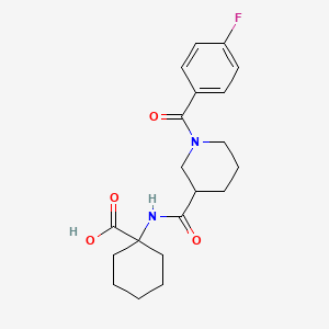 molecular formula C20H25FN2O4 B7553392 1-[[1-(4-Fluorobenzoyl)piperidine-3-carbonyl]amino]cyclohexane-1-carboxylic acid 