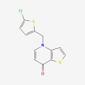 molecular formula C12H8ClNOS2 B7553399 4-[(5-Chlorothiophen-2-yl)methyl]thieno[3,2-b]pyridin-7-one 
