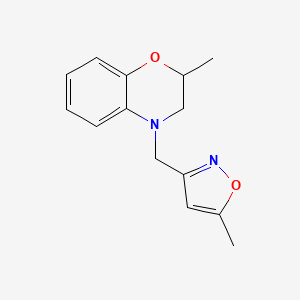 molecular formula C14H16N2O2 B7553405 2-Methyl-4-[(5-methyl-1,2-oxazol-3-yl)methyl]-2,3-dihydro-1,4-benzoxazine 