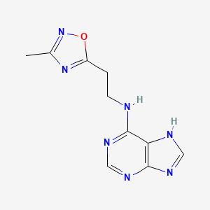 molecular formula C10H11N7O B7553411 N-[2-(3-methyl-1,2,4-oxadiazol-5-yl)ethyl]-7H-purin-6-amine 