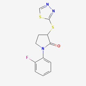 molecular formula C12H10FN3OS2 B7553419 1-(2-Fluorophenyl)-3-(1,3,4-thiadiazol-2-ylsulfanyl)pyrrolidin-2-one 
