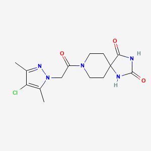 molecular formula C14H18ClN5O3 B7553448 8-[2-(4-Chloro-3,5-dimethylpyrazol-1-yl)acetyl]-1,3,8-triazaspiro[4.5]decane-2,4-dione 
