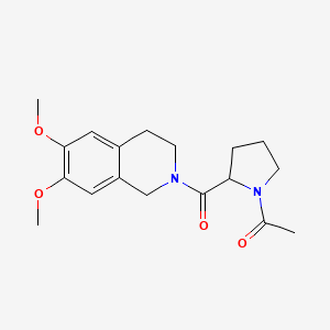 molecular formula C18H24N2O4 B7553452 1-[2-(6,7-dimethoxy-3,4-dihydro-1H-isoquinoline-2-carbonyl)pyrrolidin-1-yl]ethanone 