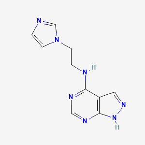 molecular formula C10H11N7 B7553453 N-(2-imidazol-1-ylethyl)-1H-pyrazolo[3,4-d]pyrimidin-4-amine 