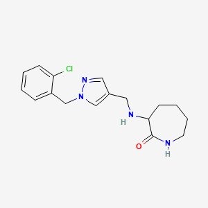 molecular formula C17H21ClN4O B7553466 3-[[1-[(2-Chlorophenyl)methyl]pyrazol-4-yl]methylamino]azepan-2-one 