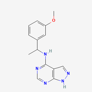 molecular formula C14H15N5O B7553481 N-[1-(3-methoxyphenyl)ethyl]-1H-pyrazolo[3,4-d]pyrimidin-4-amine 