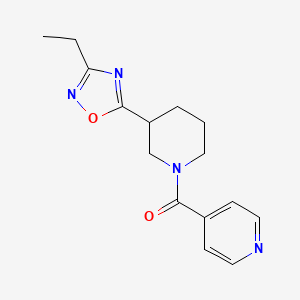 molecular formula C15H18N4O2 B7553486 [3-(3-Ethyl-1,2,4-oxadiazol-5-yl)piperidin-1-yl]-pyridin-4-ylmethanone 