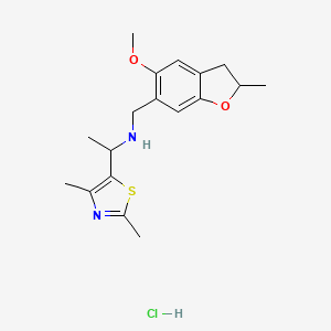molecular formula C18H25ClN2O2S B7553496 1-(2,4-dimethyl-1,3-thiazol-5-yl)-N-[(5-methoxy-2-methyl-2,3-dihydro-1-benzofuran-6-yl)methyl]ethanamine;hydrochloride 