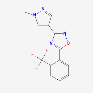 molecular formula C13H9F3N4O B7553537 3-(1-Methylpyrazol-4-yl)-5-[2-(trifluoromethyl)phenyl]-1,2,4-oxadiazole 