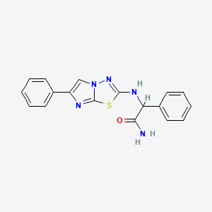 molecular formula C18H15N5OS B7553552 2-Phenyl-2-[(6-phenylimidazo[2,1-b][1,3,4]thiadiazol-2-yl)amino]acetamide 