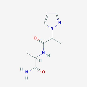 molecular formula C9H14N4O2 B7553610 2-(2-Pyrazol-1-ylpropanoylamino)propanamide 