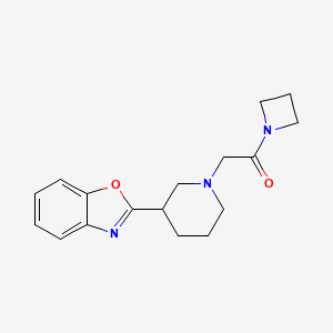 molecular formula C17H21N3O2 B7553646 1-(Azetidin-1-yl)-2-[3-(1,3-benzoxazol-2-yl)piperidin-1-yl]ethanone 