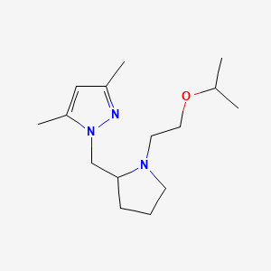 molecular formula C15H27N3O B7553651 3,5-Dimethyl-1-[[1-(2-propan-2-yloxyethyl)pyrrolidin-2-yl]methyl]pyrazole 