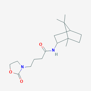 molecular formula C17H28N2O3 B7553658 4-(2-oxo-1,3-oxazolidin-3-yl)-N-(1,7,7-trimethyl-2-bicyclo[2.2.1]heptanyl)butanamide 