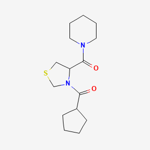molecular formula C15H24N2O2S B7553662 Cyclopentyl-[4-(piperidine-1-carbonyl)-1,3-thiazolidin-3-yl]methanone 
