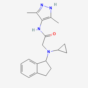 molecular formula C19H24N4O B7553705 2-[cyclopropyl(2,3-dihydro-1H-inden-1-yl)amino]-N-(3,5-dimethyl-1H-pyrazol-4-yl)acetamide 