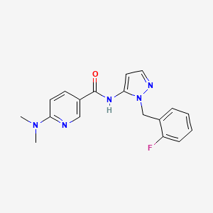 molecular formula C18H18FN5O B7553755 6-(dimethylamino)-N-[2-[(2-fluorophenyl)methyl]pyrazol-3-yl]pyridine-3-carboxamide 