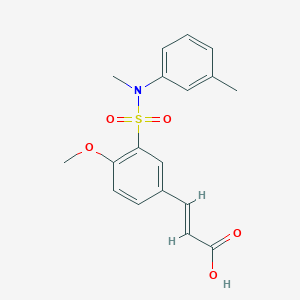 molecular formula C18H19NO5S B7553759 (E)-3-[4-methoxy-3-[methyl-(3-methylphenyl)sulfamoyl]phenyl]prop-2-enoic acid 