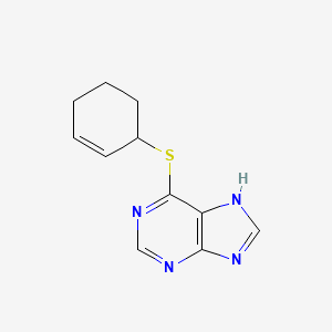molecular formula C11H12N4S B7553772 6-cyclohex-2-en-1-ylsulfanyl-7H-purine 
