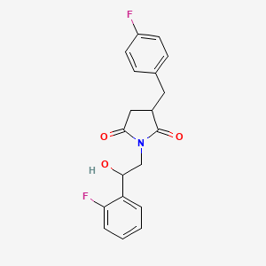 molecular formula C19H17F2NO3 B7553785 1-[2-(2-Fluorophenyl)-2-hydroxyethyl]-3-[(4-fluorophenyl)methyl]pyrrolidine-2,5-dione 