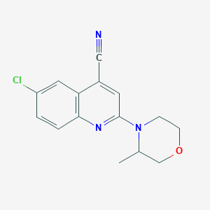 molecular formula C15H14ClN3O B7553798 6-Chloro-2-(3-methylmorpholin-4-yl)quinoline-4-carbonitrile 