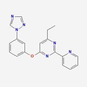 molecular formula C19H16N6O B7553854 4-Ethyl-2-pyridin-2-yl-6-[3-(1,2,4-triazol-1-yl)phenoxy]pyrimidine 