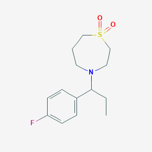 molecular formula C14H20FNO2S B7553891 4-[1-(4-Fluorophenyl)propyl]-1,4-thiazepane 1,1-dioxide 