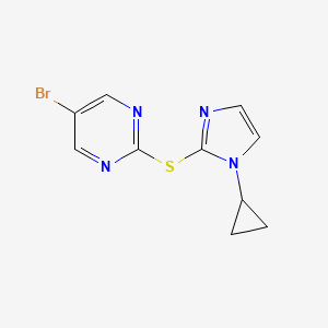 molecular formula C10H9BrN4S B7553897 5-Bromo-2-(1-cyclopropylimidazol-2-yl)sulfanylpyrimidine 