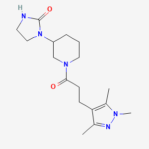 molecular formula C17H27N5O2 B7553962 1-[1-[3-(1,3,5-Trimethylpyrazol-4-yl)propanoyl]piperidin-3-yl]imidazolidin-2-one 