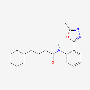 molecular formula C19H25N3O2 B7553987 4-cyclohexyl-N-[2-(5-methyl-1,3,4-oxadiazol-2-yl)phenyl]butanamide 