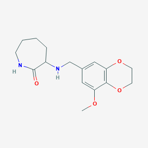 molecular formula C16H22N2O4 B7554004 3-[(5-Methoxy-2,3-dihydro-1,4-benzodioxin-7-yl)methylamino]azepan-2-one 