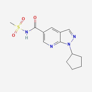 molecular formula C13H16N4O3S B7554020 1-cyclopentyl-N-methylsulfonylpyrazolo[3,4-b]pyridine-5-carboxamide 