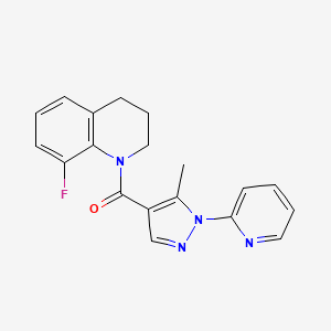molecular formula C19H17FN4O B7554070 (8-fluoro-3,4-dihydro-2H-quinolin-1-yl)-(5-methyl-1-pyridin-2-ylpyrazol-4-yl)methanone 