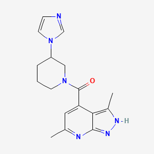 molecular formula C17H20N6O B7554118 (3,6-dimethyl-2H-pyrazolo[3,4-b]pyridin-4-yl)-(3-imidazol-1-ylpiperidin-1-yl)methanone 