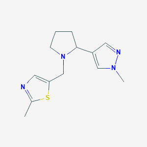 molecular formula C13H18N4S B7554140 2-Methyl-5-[[2-(1-methylpyrazol-4-yl)pyrrolidin-1-yl]methyl]-1,3-thiazole 