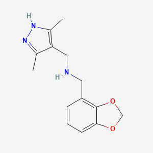 molecular formula C14H17N3O2 B7554147 1-(1,3-benzodioxol-4-yl)-N-[(3,5-dimethyl-1H-pyrazol-4-yl)methyl]methanamine 