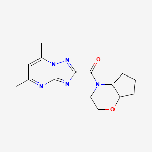 molecular formula C15H19N5O2 B7554171 3,4a,5,6,7,7a-hexahydro-2H-cyclopenta[b][1,4]oxazin-4-yl-(5,7-dimethyl-[1,2,4]triazolo[1,5-a]pyrimidin-2-yl)methanone 