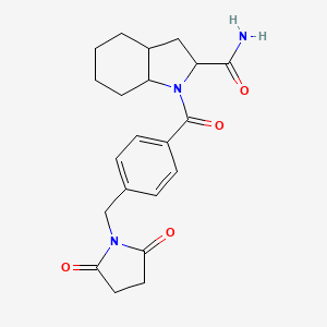 molecular formula C21H25N3O4 B7554213 1-[4-[(2,5-Dioxopyrrolidin-1-yl)methyl]benzoyl]-2,3,3a,4,5,6,7,7a-octahydroindole-2-carboxamide 