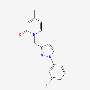 molecular formula C16H14FN3O B7554264 1-[[1-(3-Fluorophenyl)pyrazol-3-yl]methyl]-4-methylpyridin-2-one 