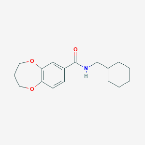 molecular formula C17H23NO3 B7554279 N-(cyclohexylmethyl)-3,4-dihydro-2H-1,5-benzodioxepine-7-carboxamide 