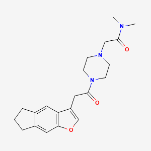 molecular formula C21H27N3O3 B7554305 2-[4-[2-(6,7-dihydro-5H-cyclopenta[f][1]benzofuran-3-yl)acetyl]piperazin-1-yl]-N,N-dimethylacetamide 