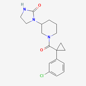 molecular formula C18H22ClN3O2 B7554307 1-[1-[1-(3-Chlorophenyl)cyclopropanecarbonyl]piperidin-3-yl]imidazolidin-2-one 
