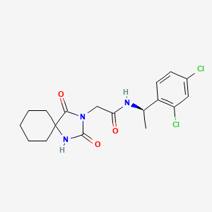 molecular formula C18H21Cl2N3O3 B7554321 N-[(1R)-1-(2,4-dichlorophenyl)ethyl]-2-(2,4-dioxo-1,3-diazaspiro[4.5]decan-3-yl)acetamide 