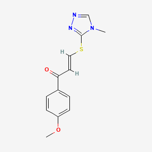 molecular formula C13H13N3O2S B7554329 1-(4-Methoxyphenyl)-3-[(4-methyl-4H-1,2,4-triazol-3-yl)sulfanyl]-2-propen-1-one 
