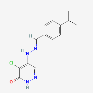 molecular formula C14H15ClN4O B7554342 5-chloro-4-[(2E)-2-[(4-propan-2-ylphenyl)methylidene]hydrazinyl]-1H-pyridazin-6-one 