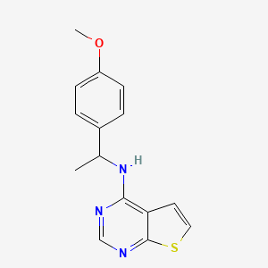 molecular formula C15H15N3OS B7554404 N-[1-(4-methoxyphenyl)ethyl]thieno[2,3-d]pyrimidin-4-amine 