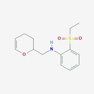 molecular formula C14H19NO3S B7554435 N-(3,4-dihydro-2H-pyran-2-ylmethyl)-2-ethylsulfonylaniline 